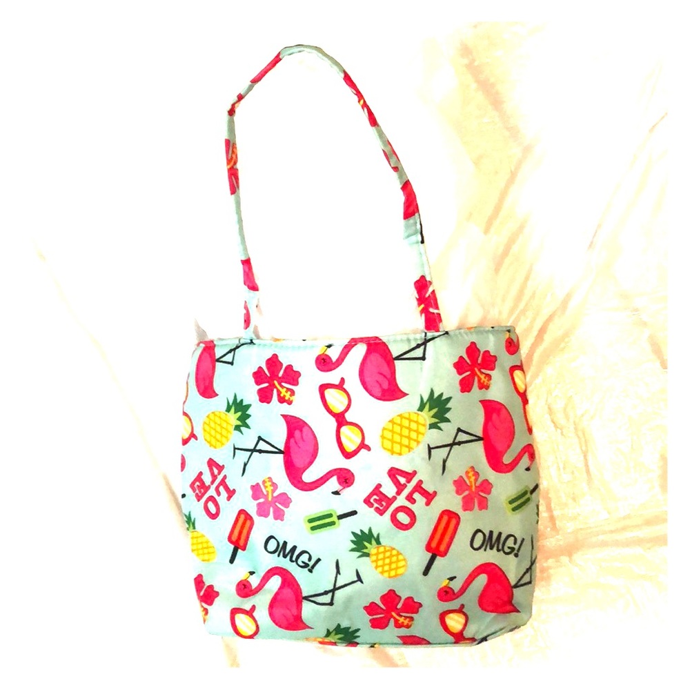 Small flamingo tote bag